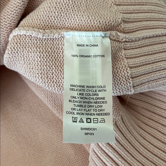 Quince Light Pink Boyfriend Crew Knit Sweater, 100% Cotton, Oversized - Picture 4 of 4